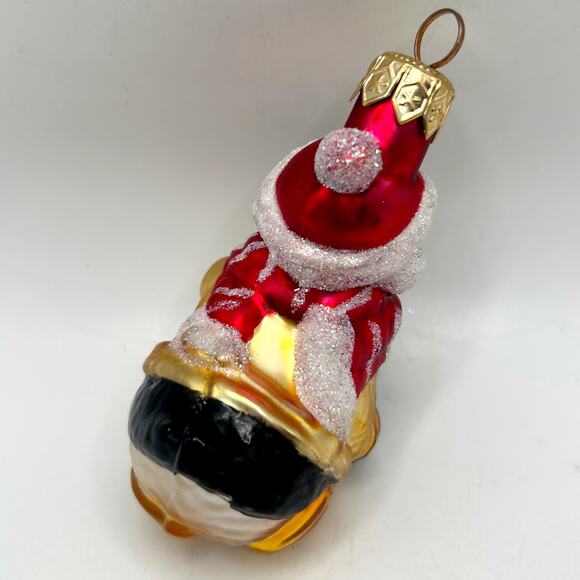 Thomas Pacconi Classics 2002 GLASS ORNAMENT, Penguin Santa Hat With Gift, 3.5” - Picture 5 of 6